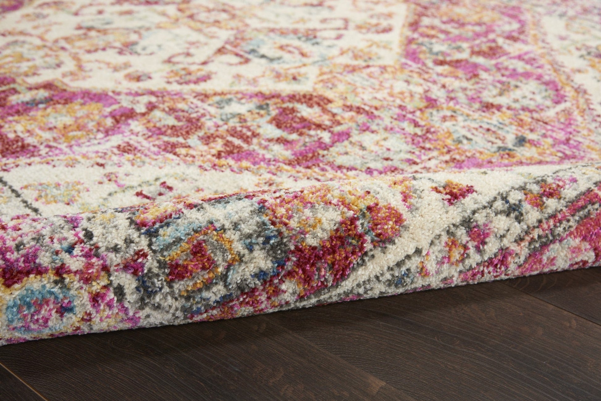 HomeRoots 2' x 8' Ivory and Pink Oriental Runner Rug