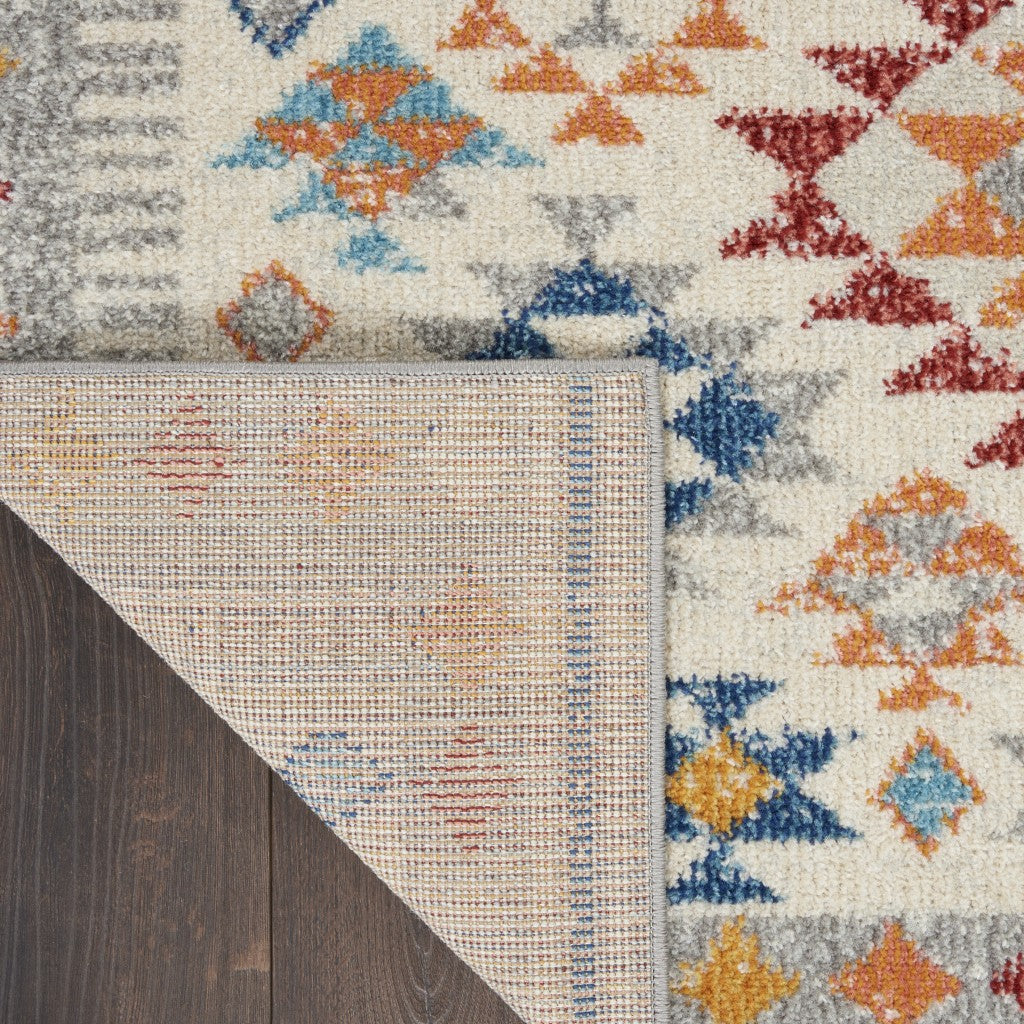HomeRoots 2' x 8' Ivory and Red Diamonds Runner Rug