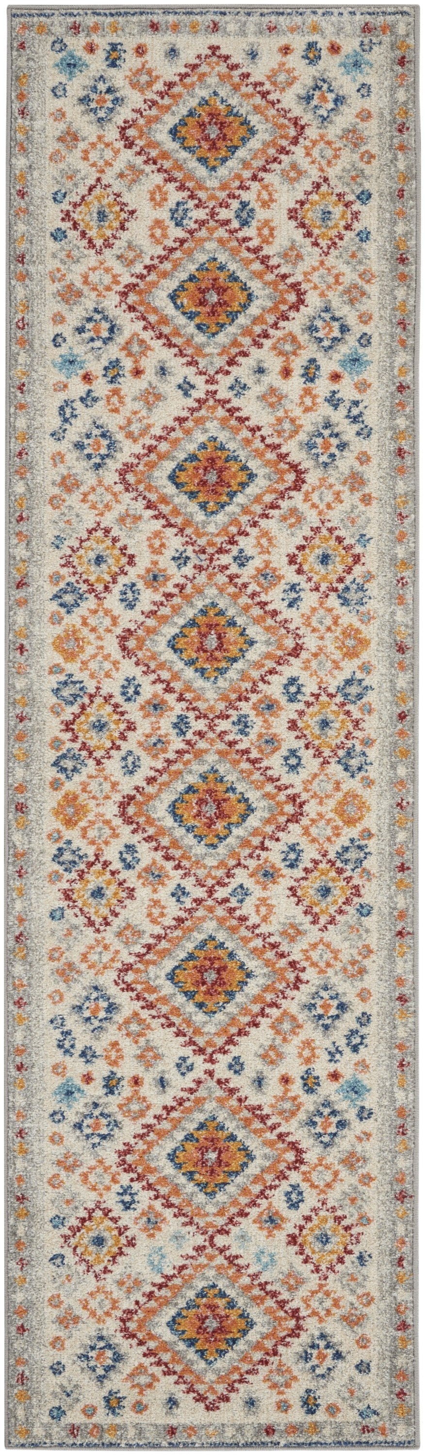 HomeRoots 2' x 8' Ivory and Red Diamonds Runner Rug