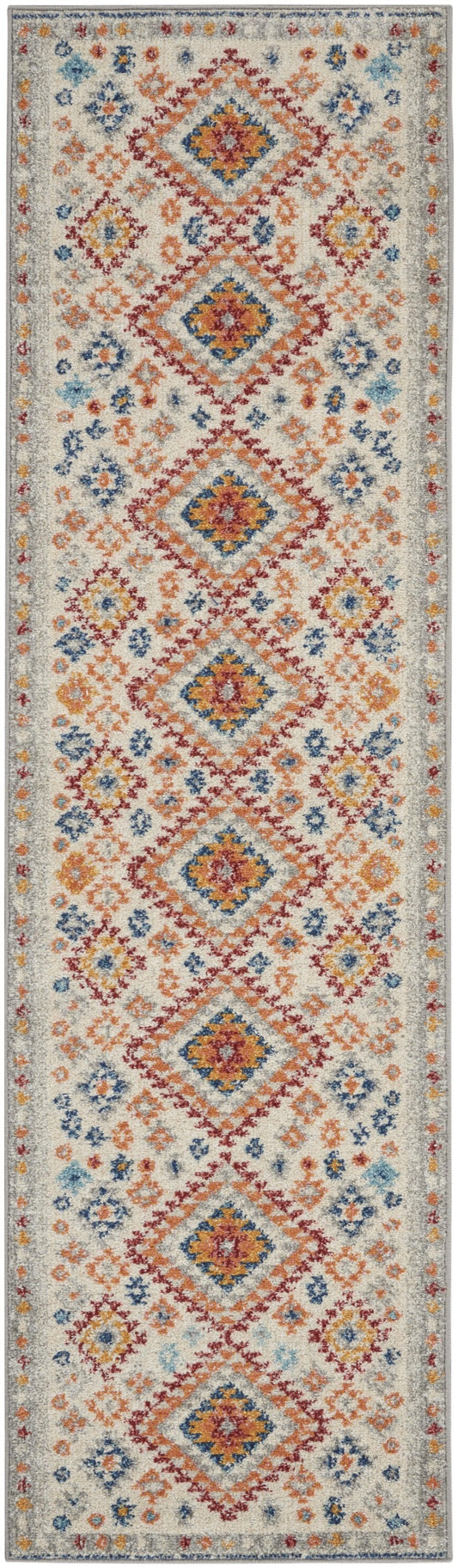HomeRoots 2' x 8' Ivory and Red Diamonds Runner Rug