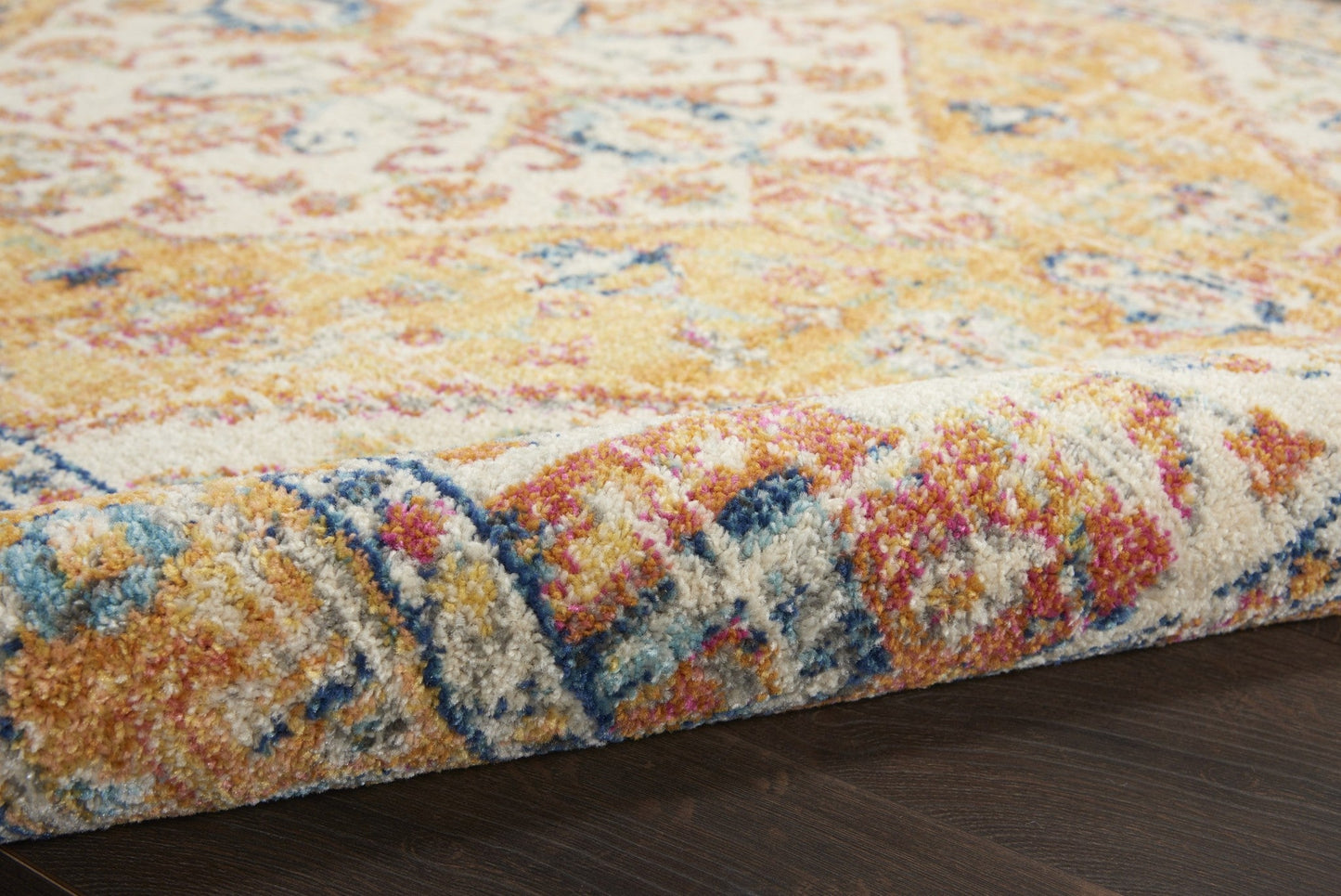 HomeRoots 2' x 8' Ivory and Yellow Center Medallion Runner Rug