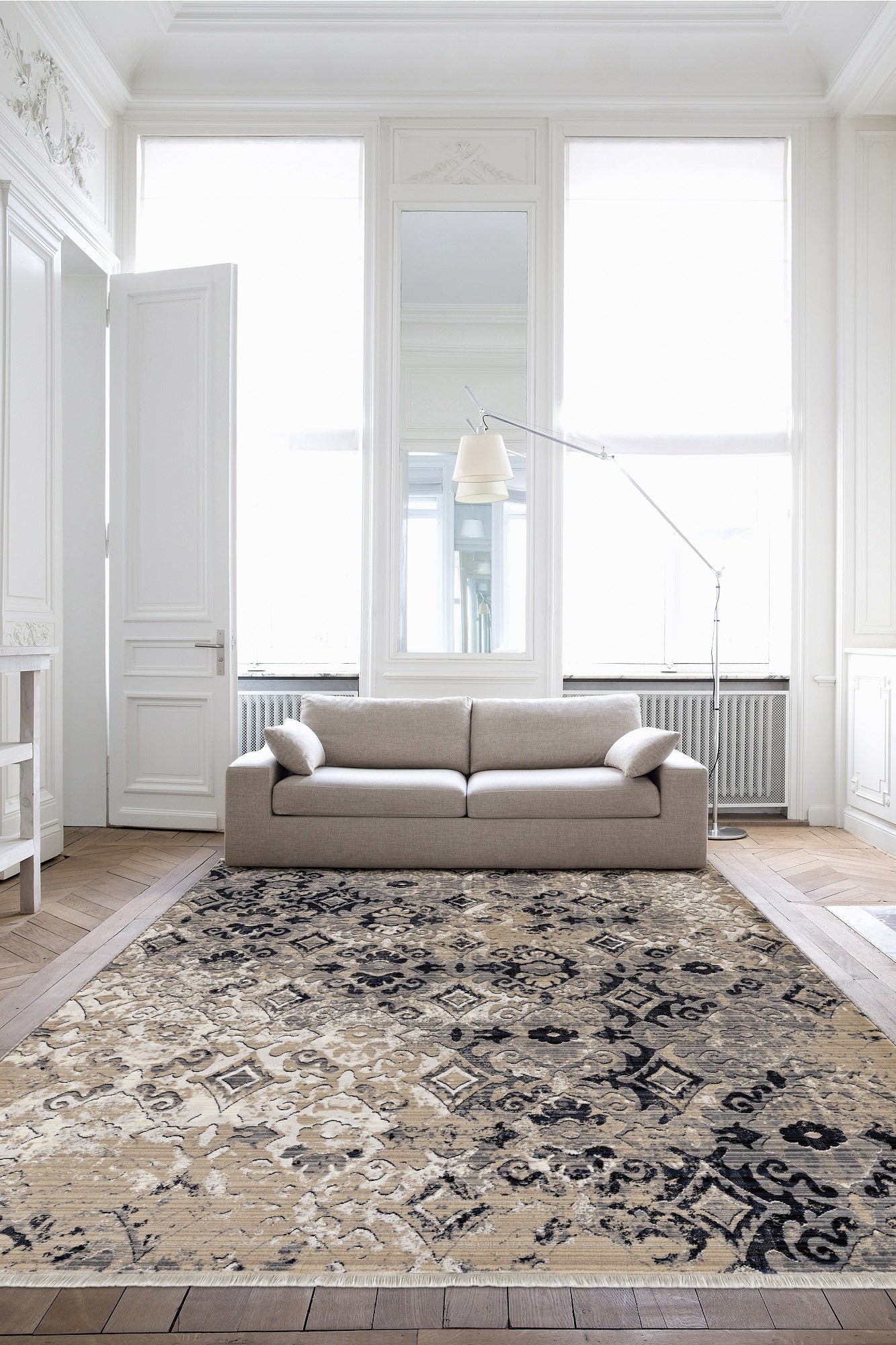 HomeRoots 2' x 8' Ivory or Beige Antique Pattern Runner Rug