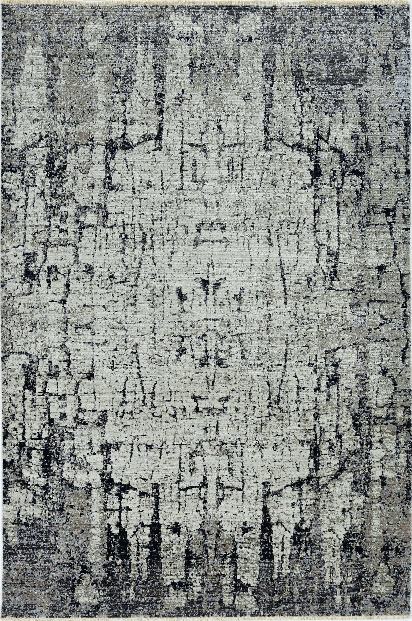 HomeRoots 2' x 8' Ivory or Grey Abstract Cracks Runner Rug