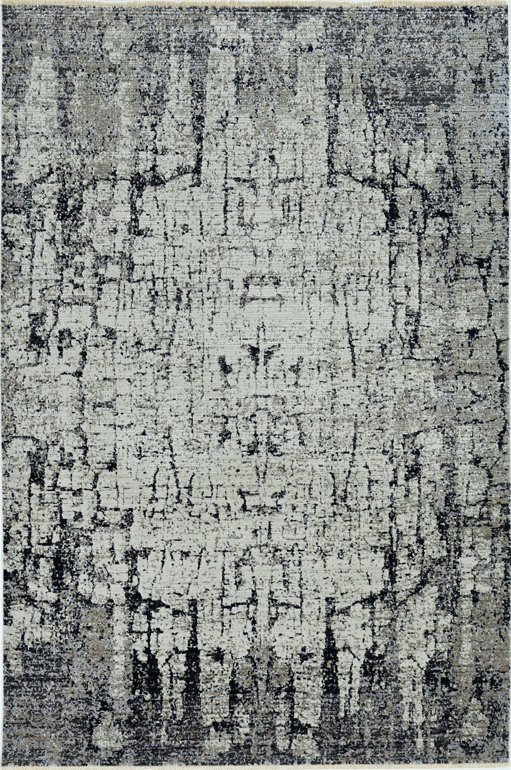 HomeRoots 2' x 8' Ivory or Grey Abstract Cracks Runner Rug