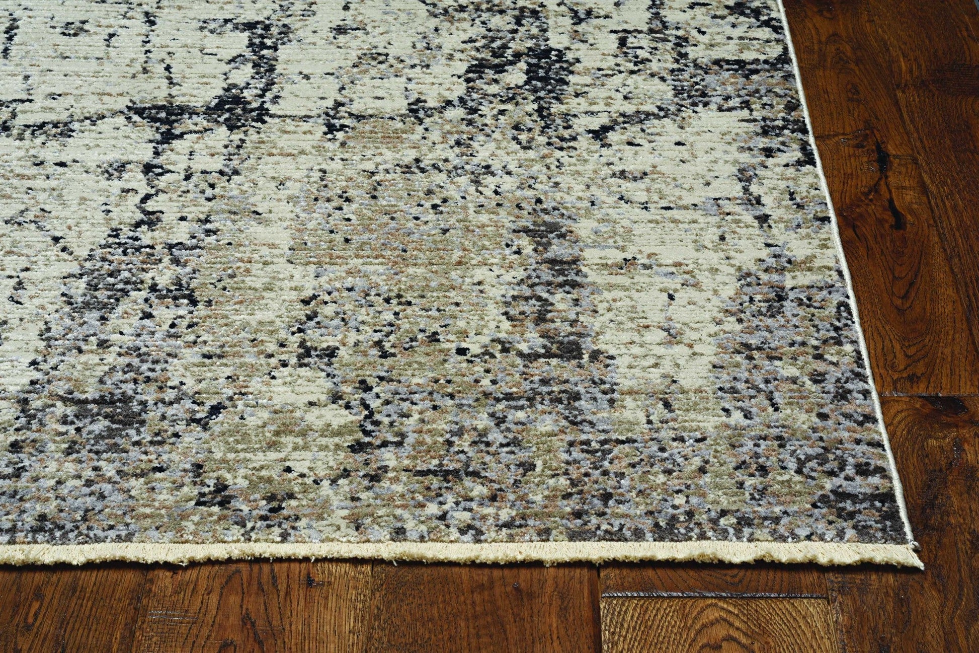 HomeRoots 2' x 8' Ivory or Grey Abstract Cracks Runner Rug