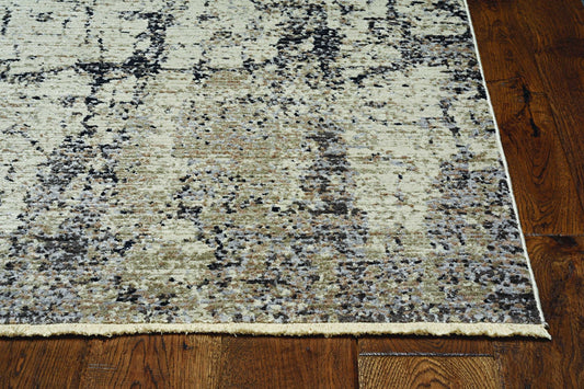 HomeRoots 2' x 8' Ivory or Grey Abstract Cracks Runner Rug