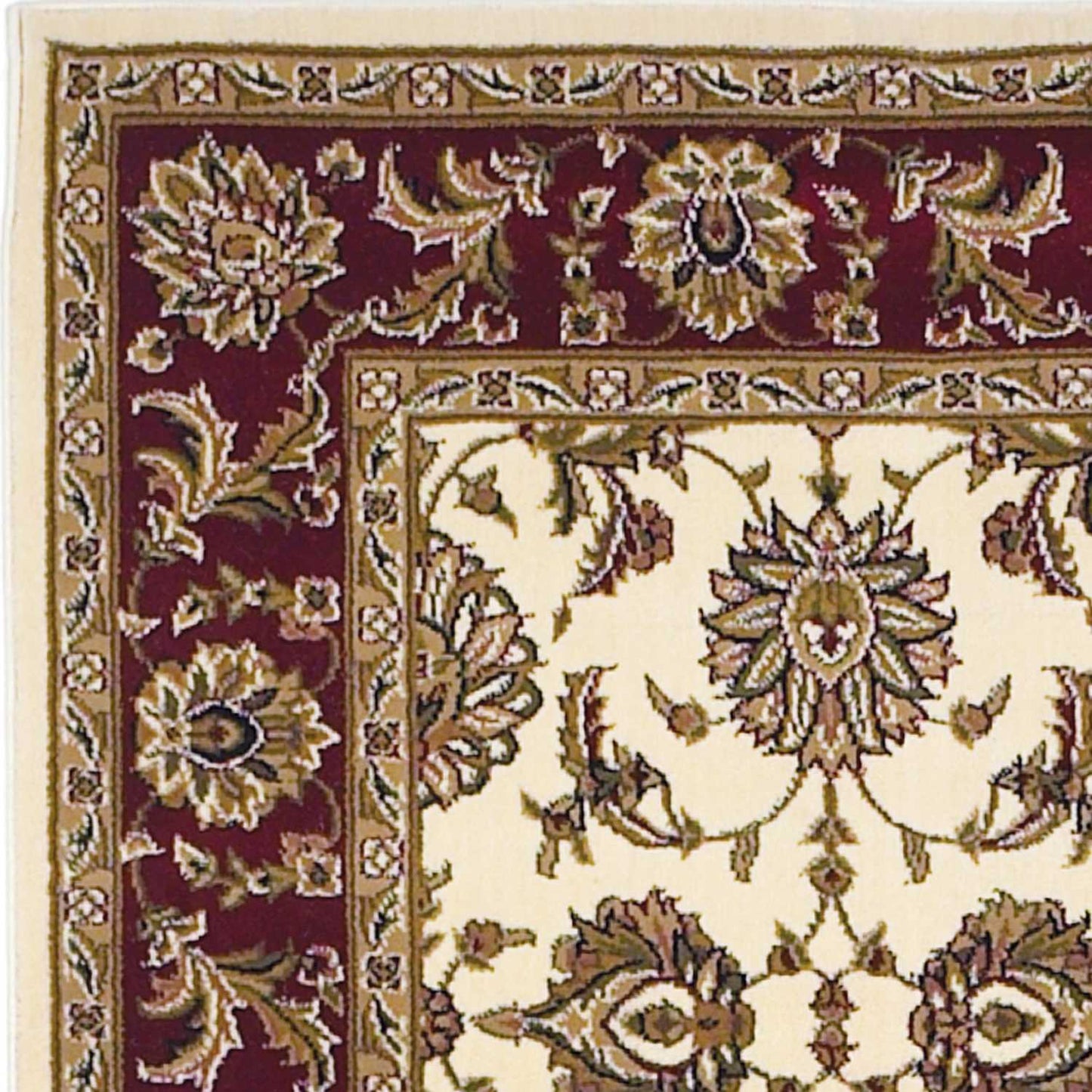 HomeRoots 2' x 8' Ivory or Red Classic Bordered Runner Rug