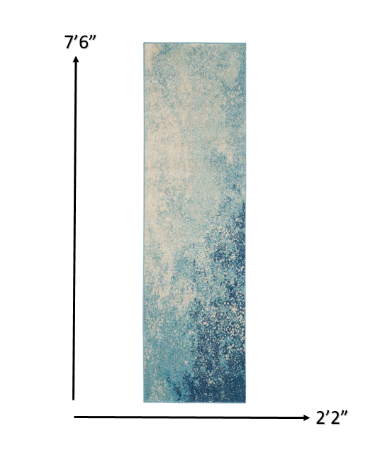 HomeRoots 2' x 8' Light Blue and Ivory Abstract Sky Runner Rug