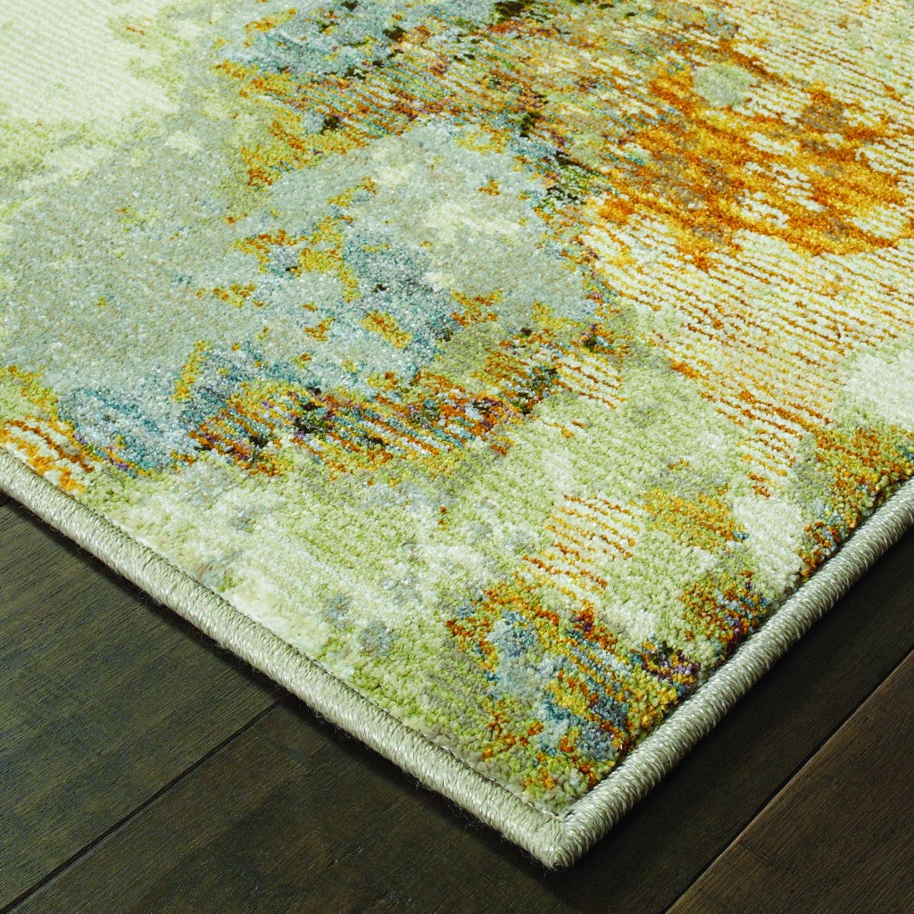HomeRoots 2' x 8' Modern Abstract Gold and Beige Indoor Runner Rug