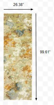 HomeRoots 2' x 8' Modern Abstract Gold and Beige Indoor Runner Rug