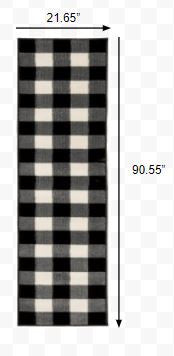 HomeRoots 2’ x 8’ Monochromatic Gingham Pattern Indoor Runner Rug