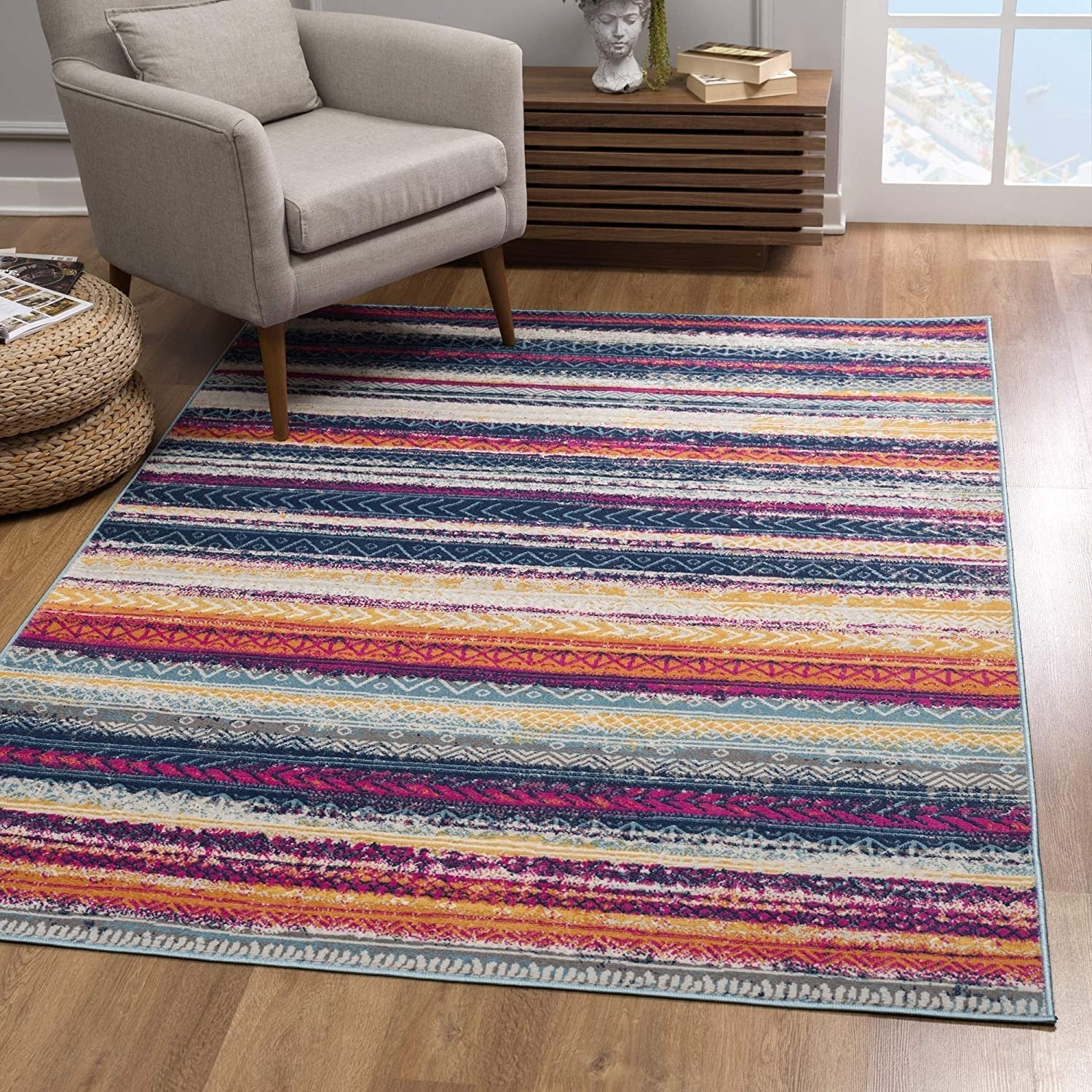HomeRoots 2' x 8' Multicolor Irregular Striped Runner Rug