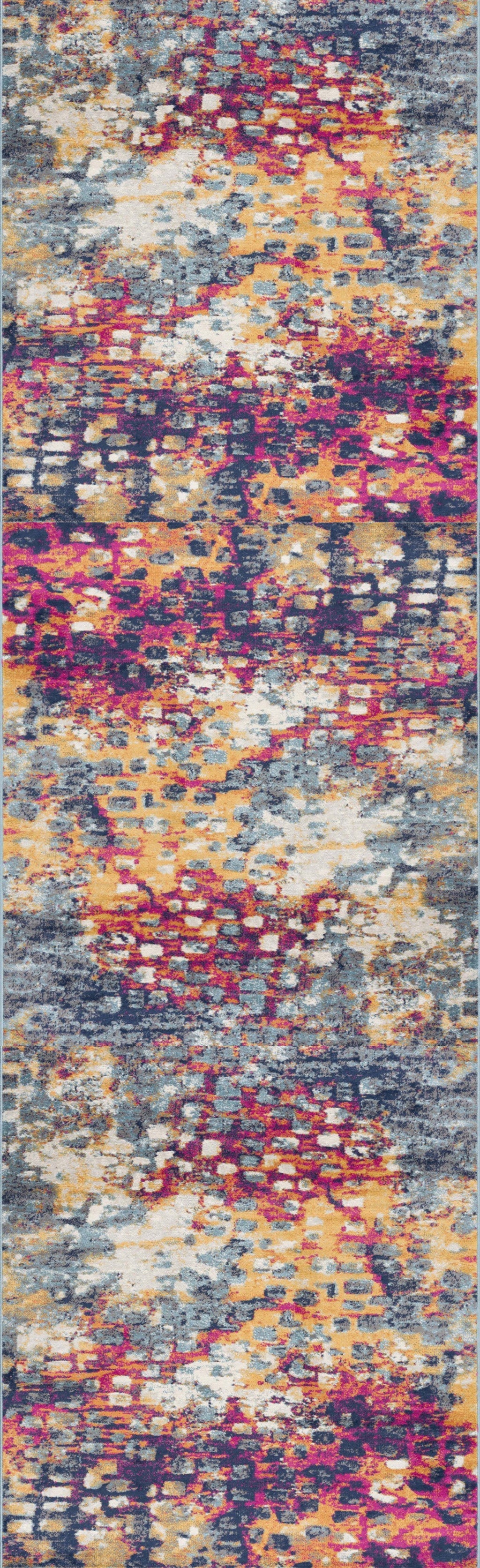 HomeRoots 2' x 8' Multicolored Abstract Painting Runner Rug