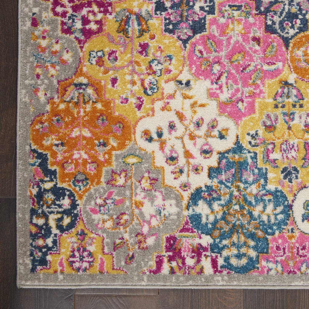 HomeRoots 2' x 8' Muted Brights Floral Diamond Runner Rug