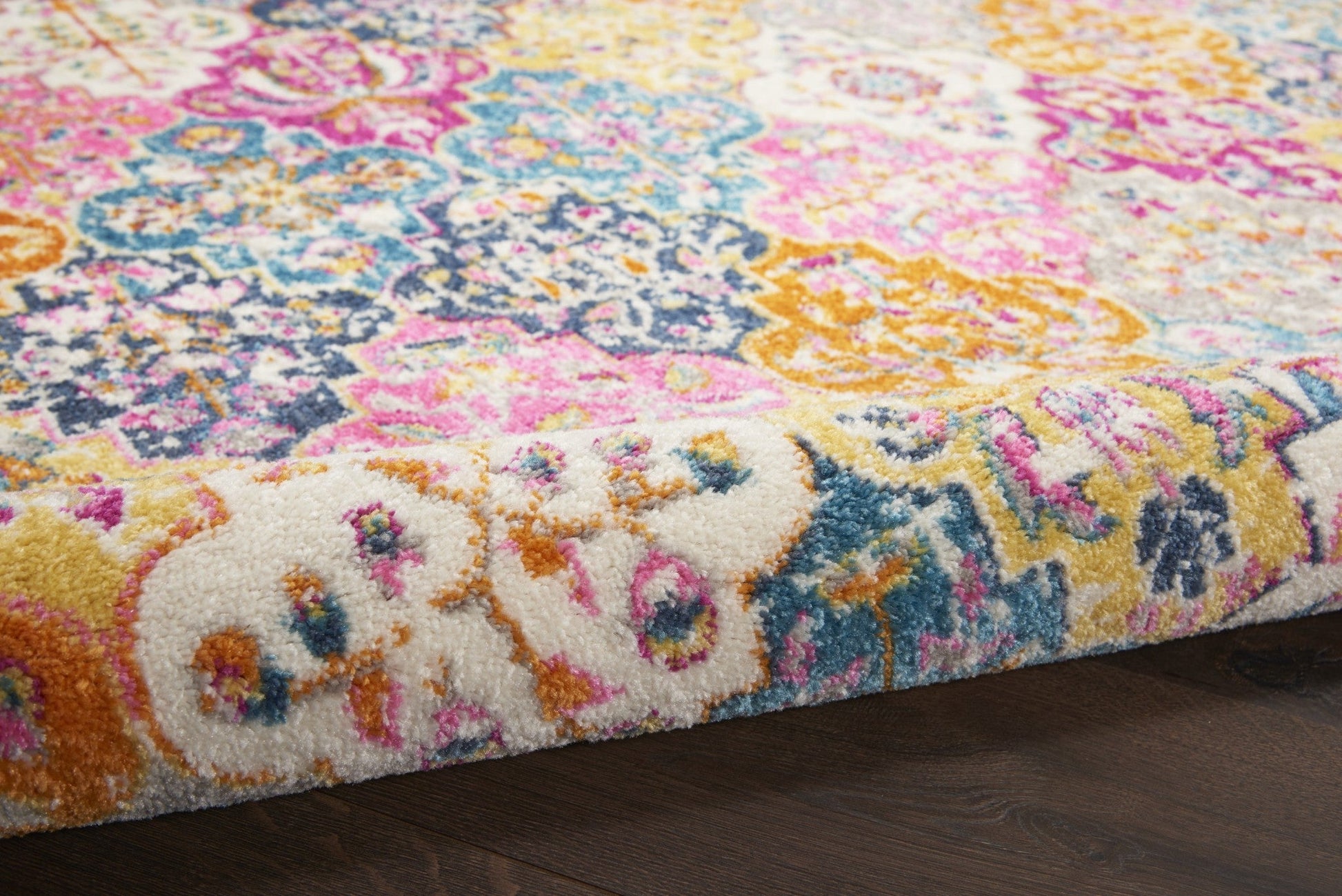 HomeRoots 2' x 8' Muted Brights Floral Diamond Runner Rug