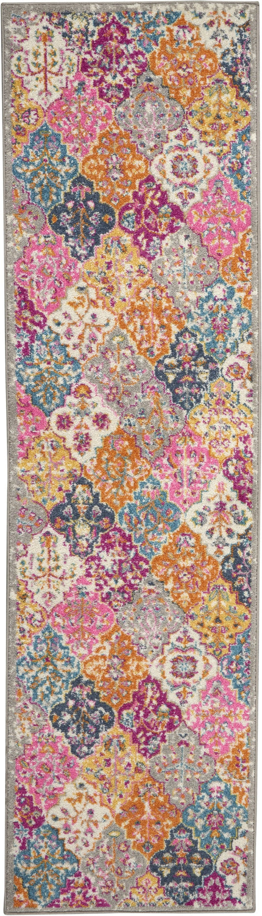 HomeRoots 2' x 8' Muted Brights Floral Diamond Runner Rug
