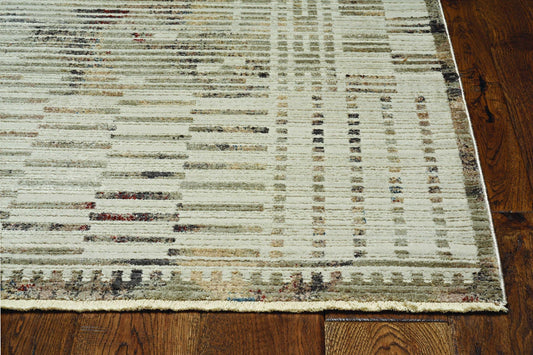 HomeRoots 2' x 8' Natural Geometric Bars Runner Rug