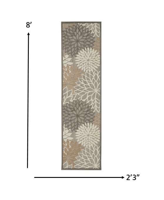 HomeRoots 2’ x 8’ Natural and Gray Indoor Outdoor Runner Rug
