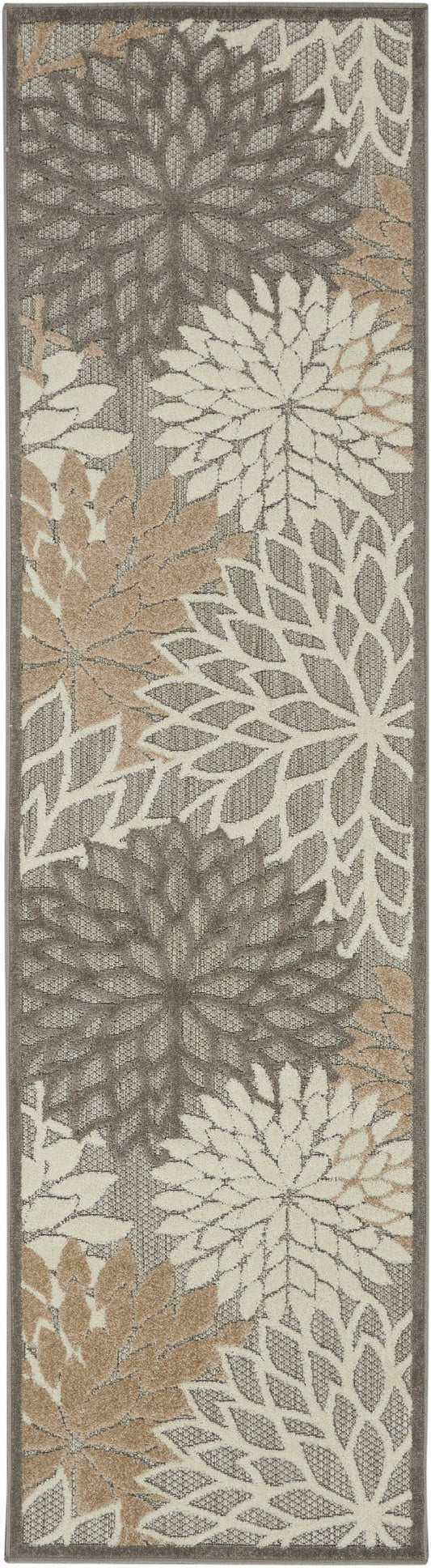 HomeRoots 2’ x 8’ Natural and Gray Indoor Outdoor Runner Rug