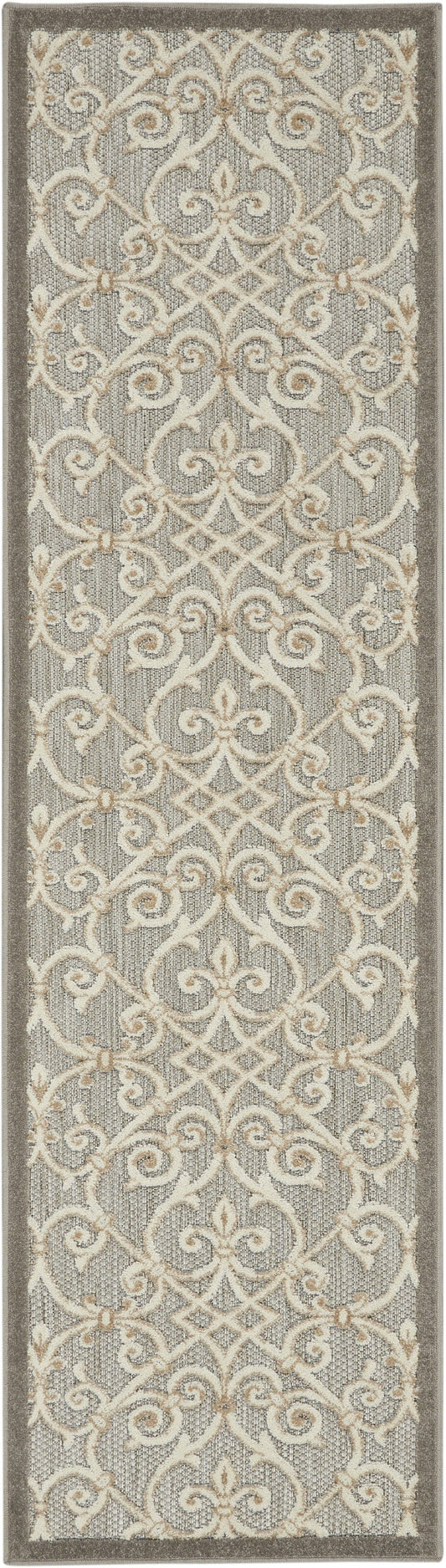 HomeRoots 2' x 8' Natural and Gray Indoor Outdoor Runner Rug