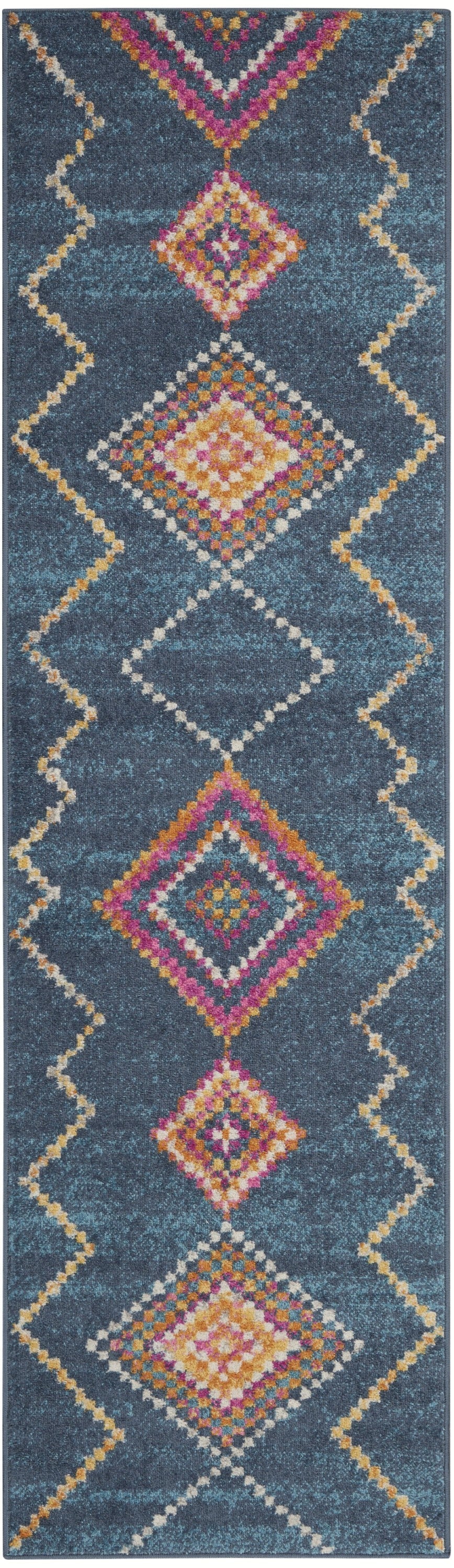 HomeRoots 2' x 8' Navy Blue Berber Pattern Runner Rug