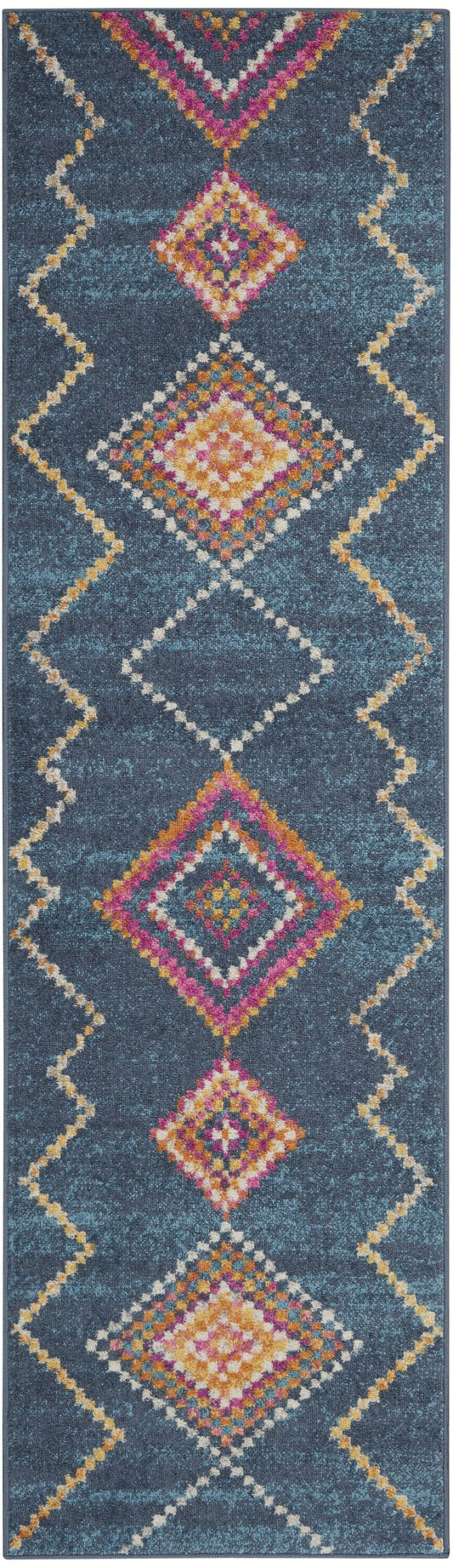 HomeRoots 2' x 8' Navy Blue Berber Pattern Runner Rug