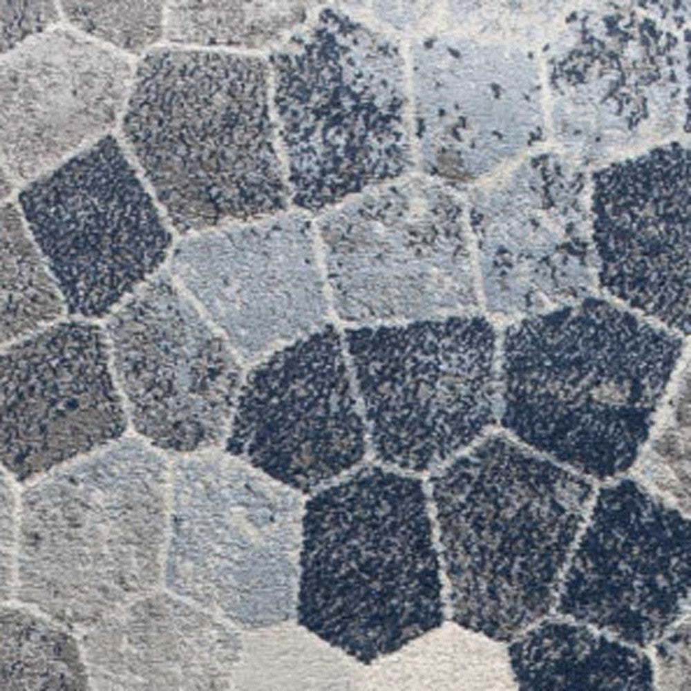 HomeRoots 2' x 8' Navy Blue Cobblestone Pattern Runner Rug