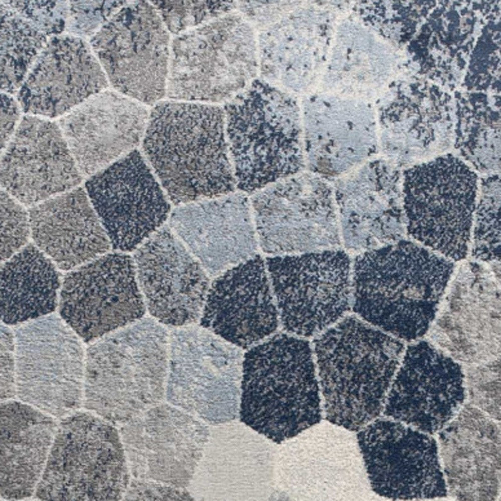HomeRoots 2' x 8' Navy Blue Cobblestone Pattern Runner Rug