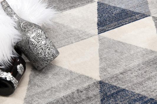 HomeRoots 2’ x 8’ Navy Blue Geometric Diamond Runner Rug