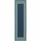 HomeRoots 2’ x 8’ Navy and Green Geometric Indoor Outdoor Runner Rug