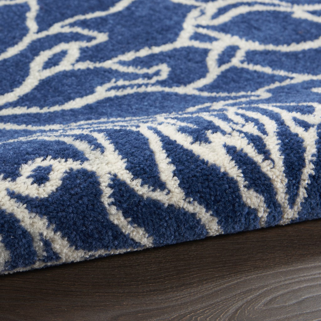 HomeRoots 2' x 8' Navy and Ivory Floral Runner Rug