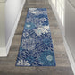 HomeRoots 2' x 8' Navy and Ivory Floral Runner Rug