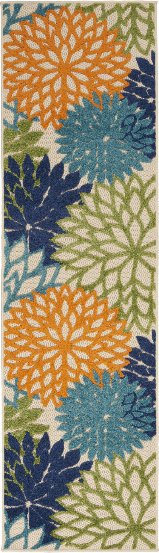 HomeRoots 2’ x 8' Orange Outdoor Runner Rug With Floral Finish