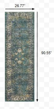 HomeRoots 2' x 8' Peacock Blue and Ivory Indoor Runner Rug