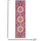 HomeRoots 2' x 8' Pink and Ivory Medallion Runner Rug