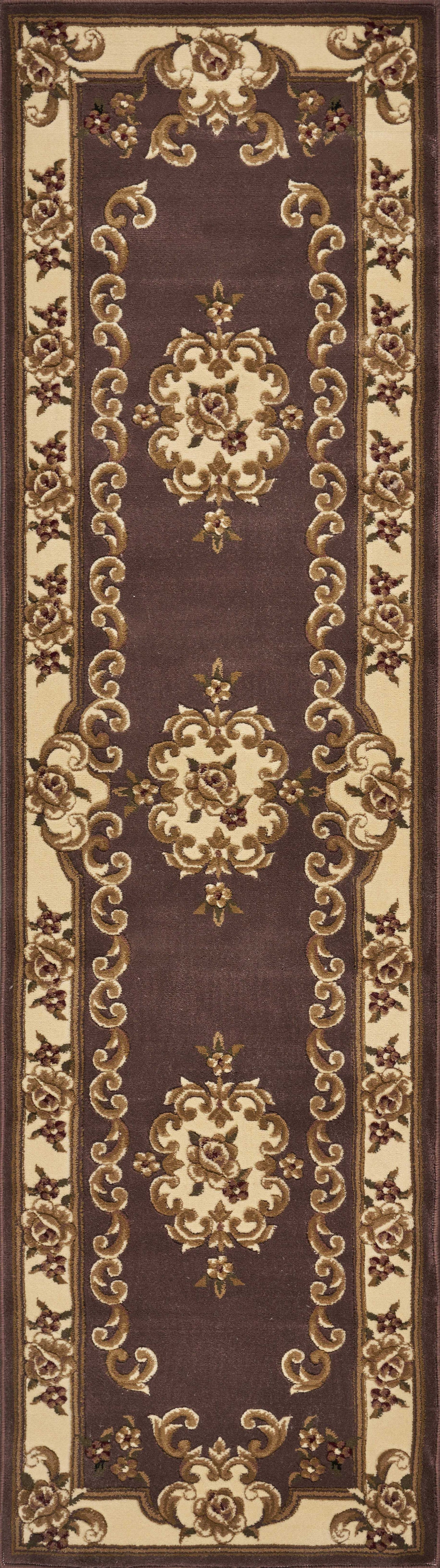 HomeRoots 2' x 8' Plum or Ivory Medallion Runner Rug