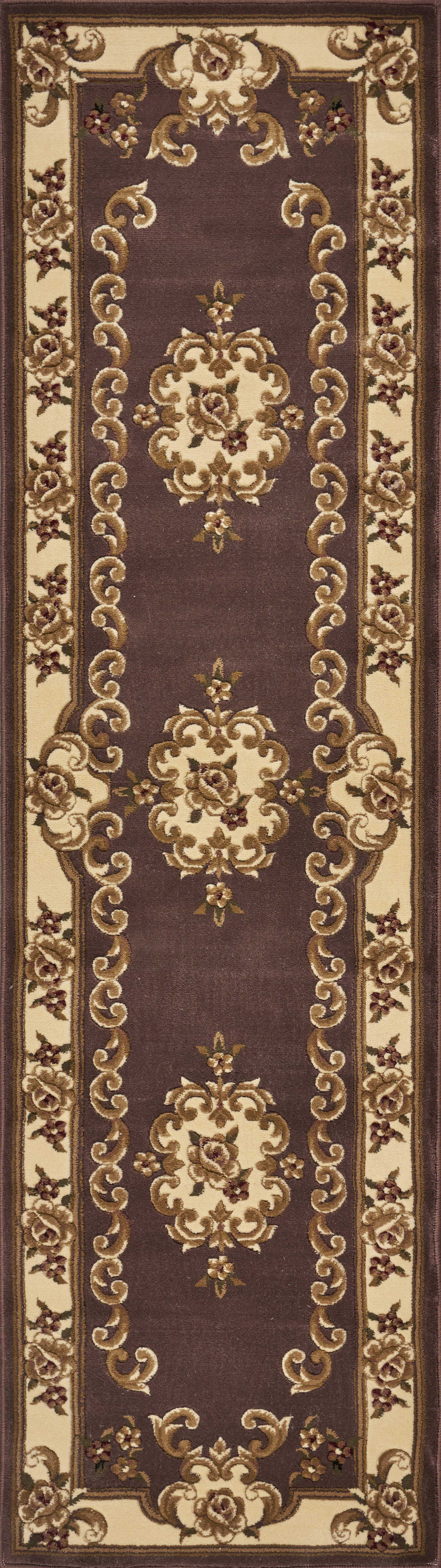 HomeRoots 2' x 8' Plum or Ivory Medallion Runner Rug