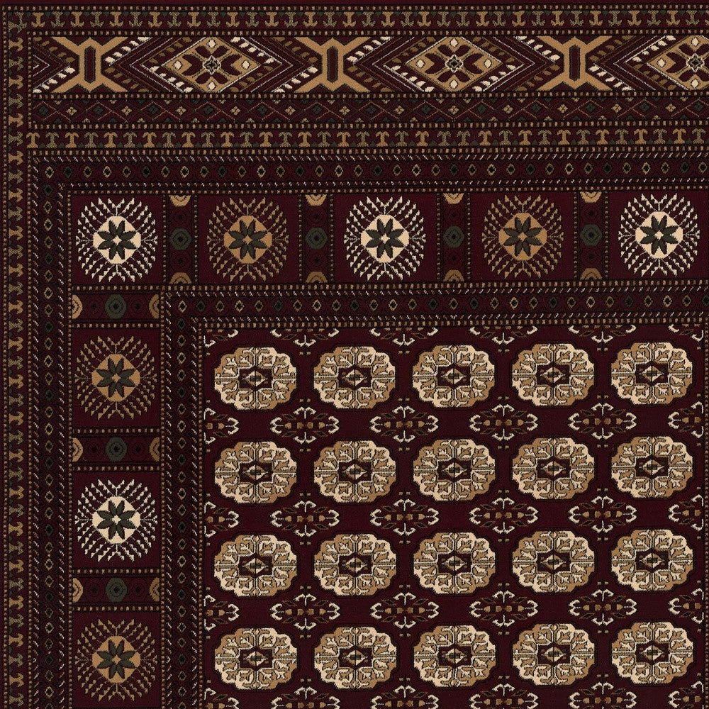 HomeRoots 2' x 8' Red Eclectic Geometric Pattern Runner Rug