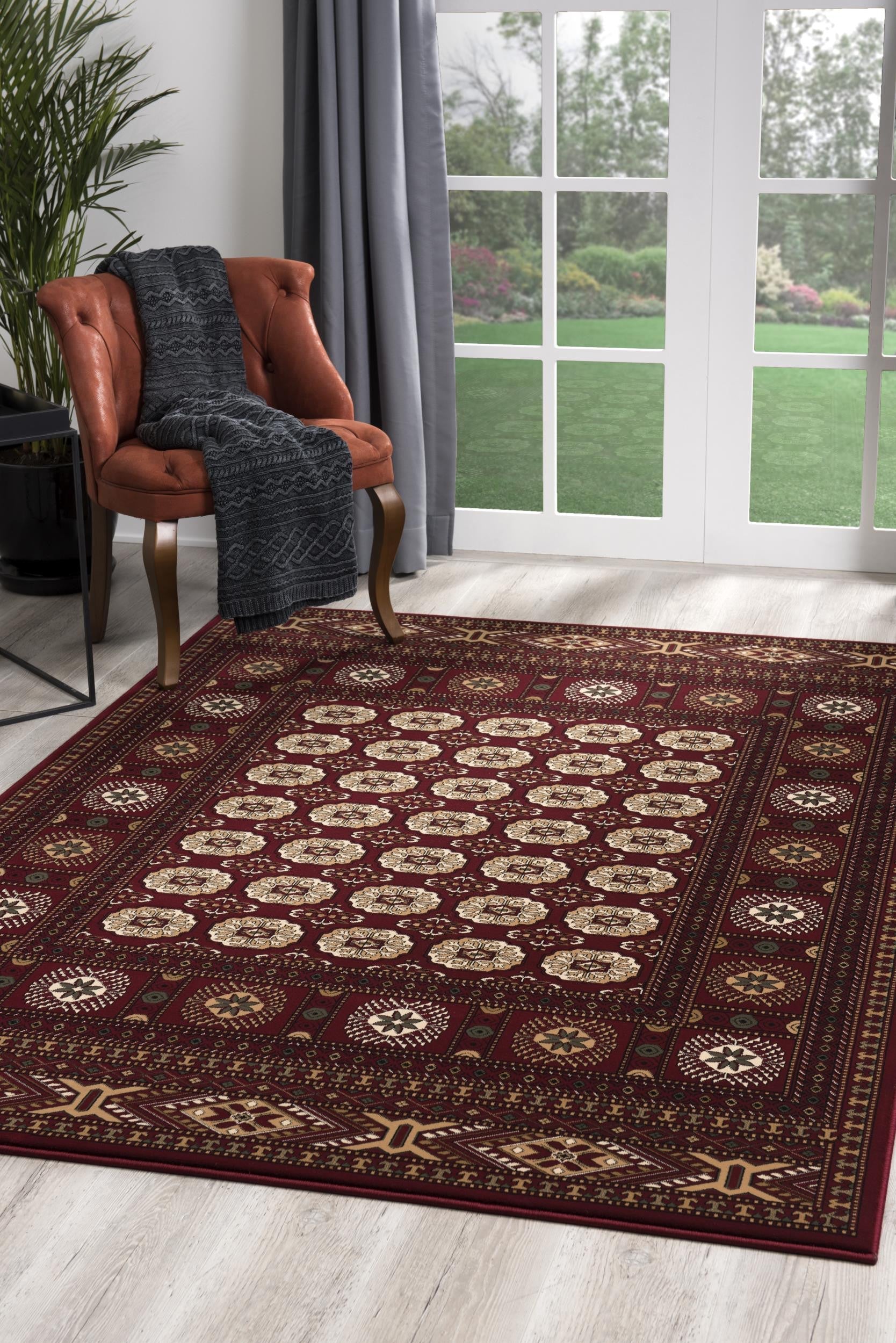 HomeRoots 2' x 8' Red Eclectic Geometric Pattern Runner Rug
