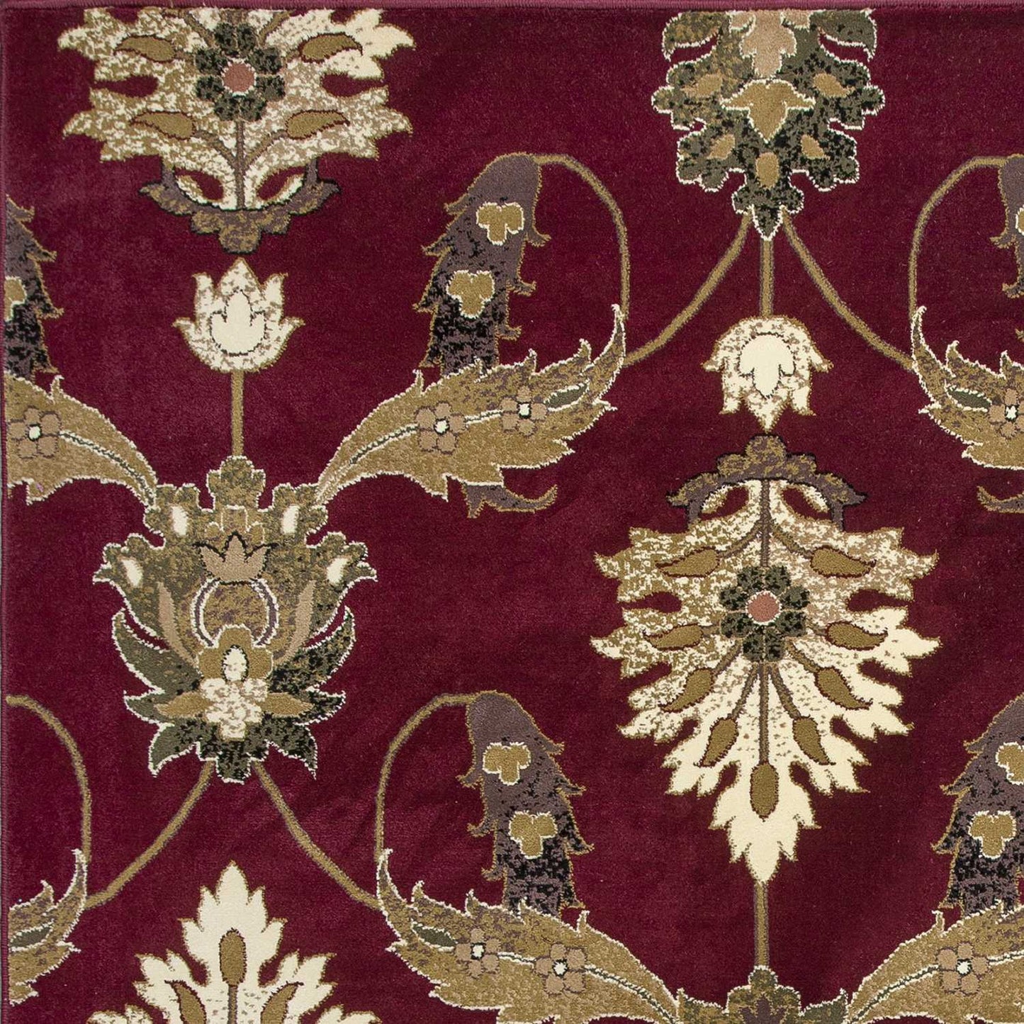 HomeRoots 2' x 8' Red Floral Traditional Runner Rug