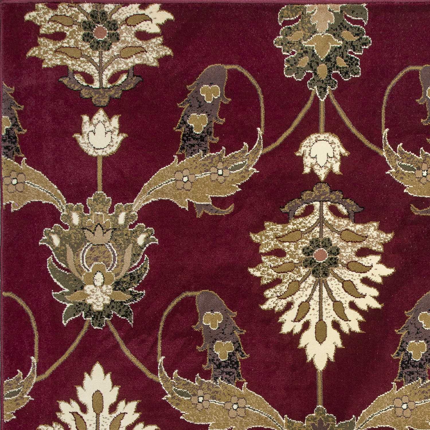 HomeRoots 2' x 8' Red Floral Traditional Runner Rug