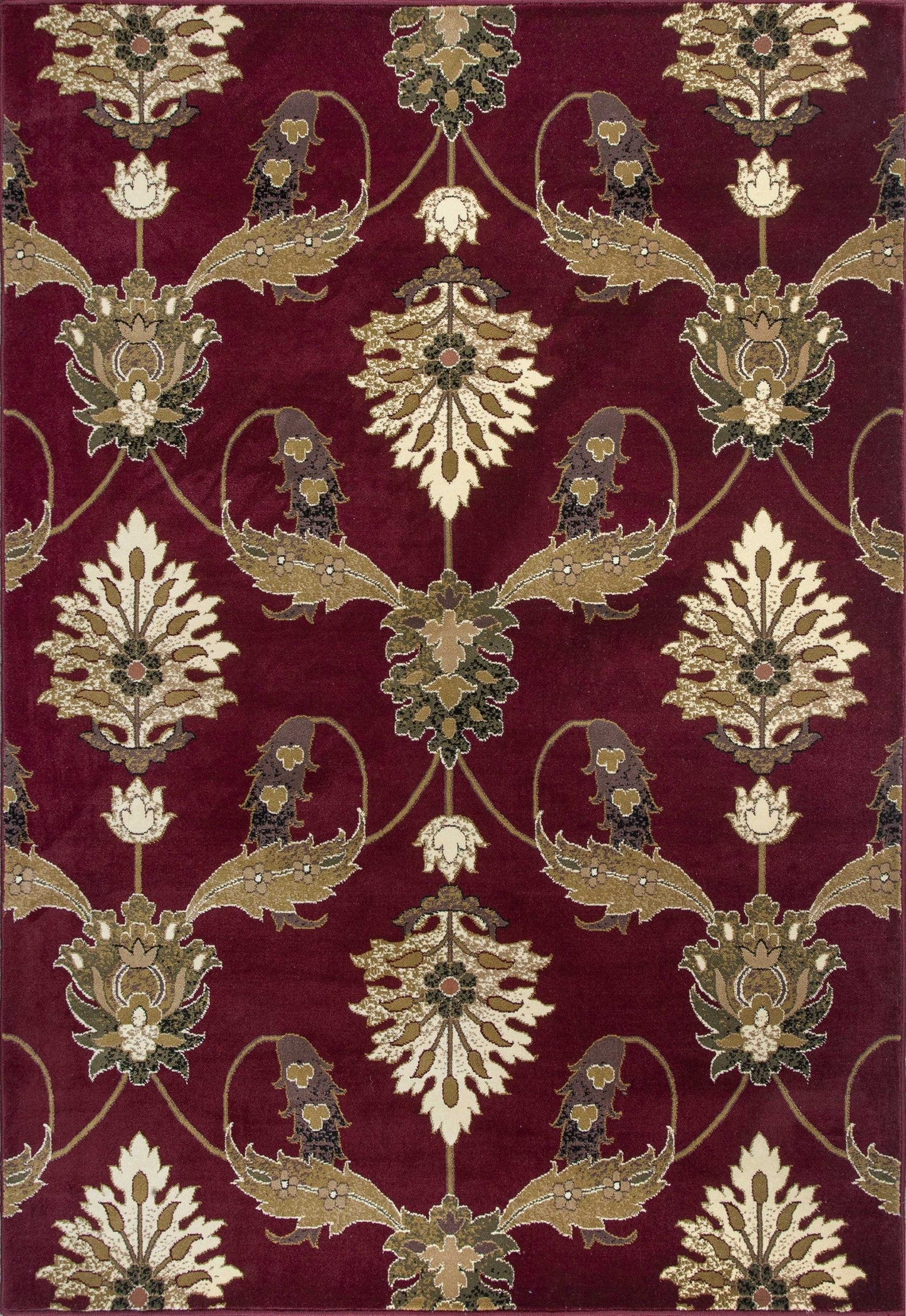 HomeRoots 2' x 8' Red Floral Traditional Runner Rug