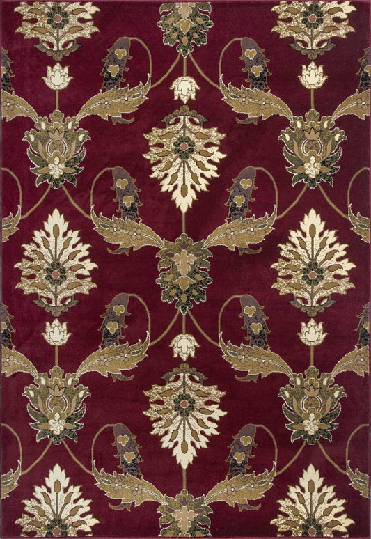 HomeRoots 2' x 8' Red Floral Traditional Runner Rug
