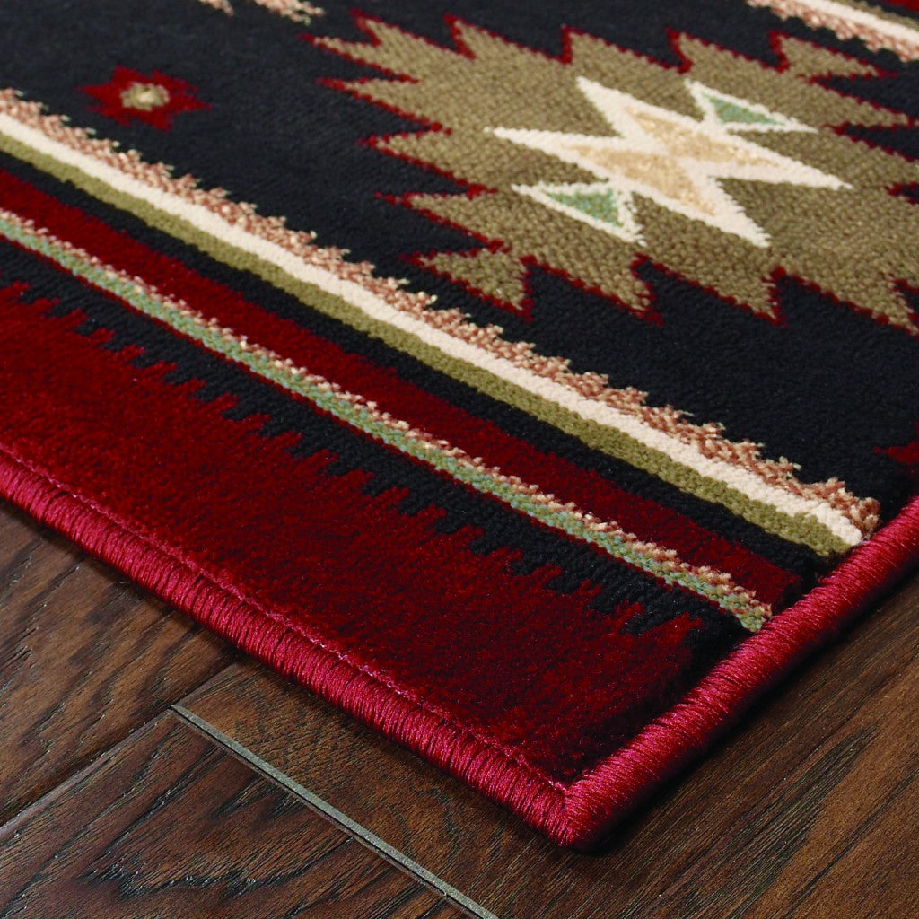 HomeRoots 2' x 8' Red and Beige Ikat Pattern Runner Rug