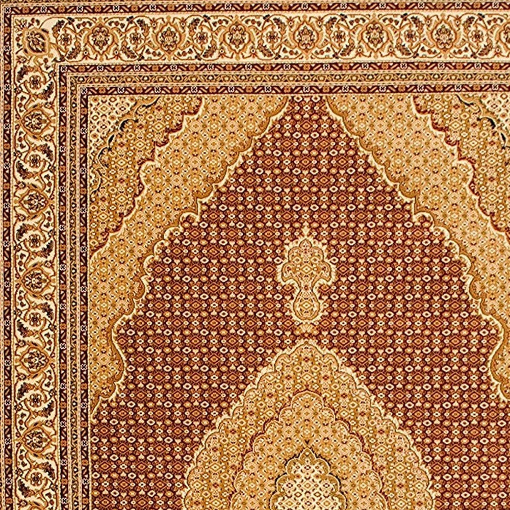 HomeRoots 2' x 8' Red and Beige Medallion Runner Rug
