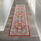 HomeRoots 2' x 8' Red and Ivory Medallion Runner Rug