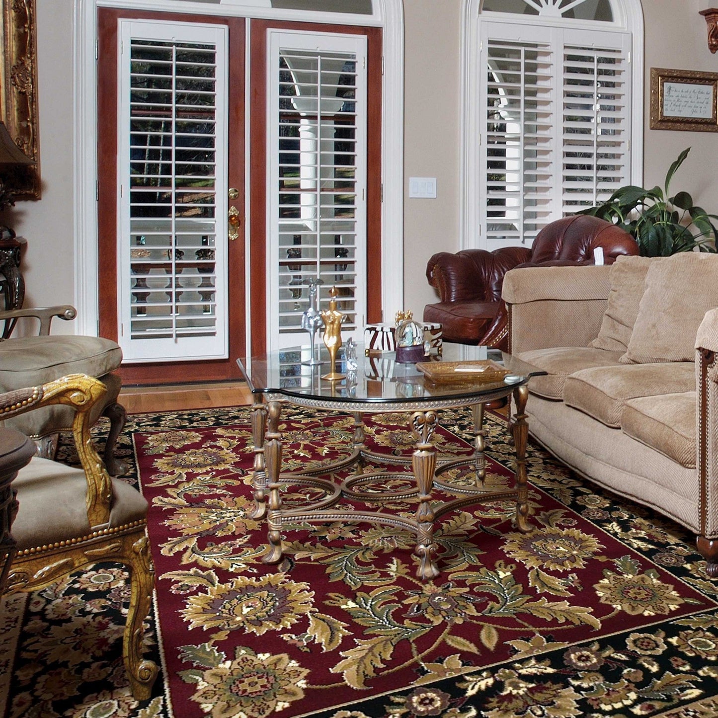 HomeRoots 2' x 8' Red or Black Traditional Bordered Rug