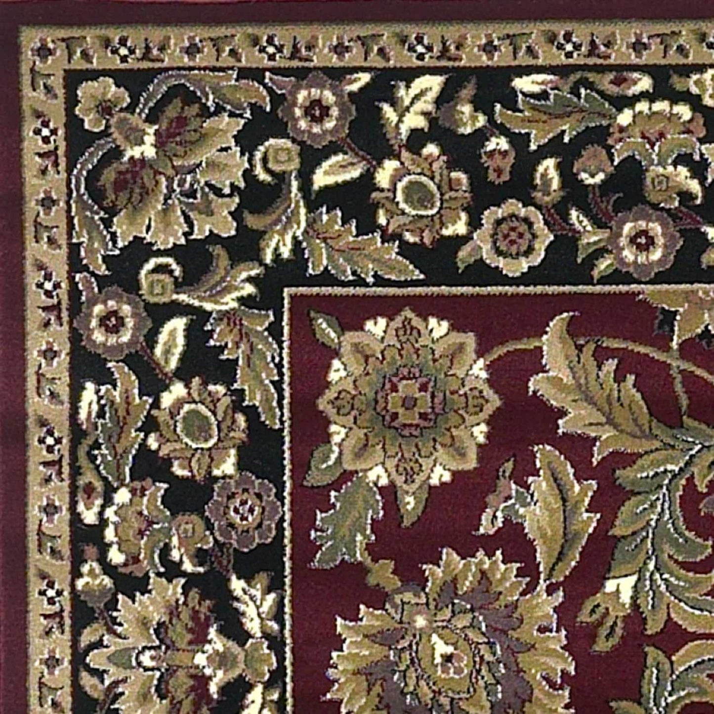 HomeRoots 2' x 8' Red or Black Traditional Bordered Rug