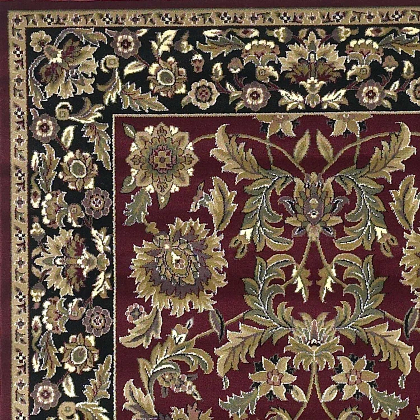 HomeRoots 2' x 8' Red or Black Traditional Bordered Rug