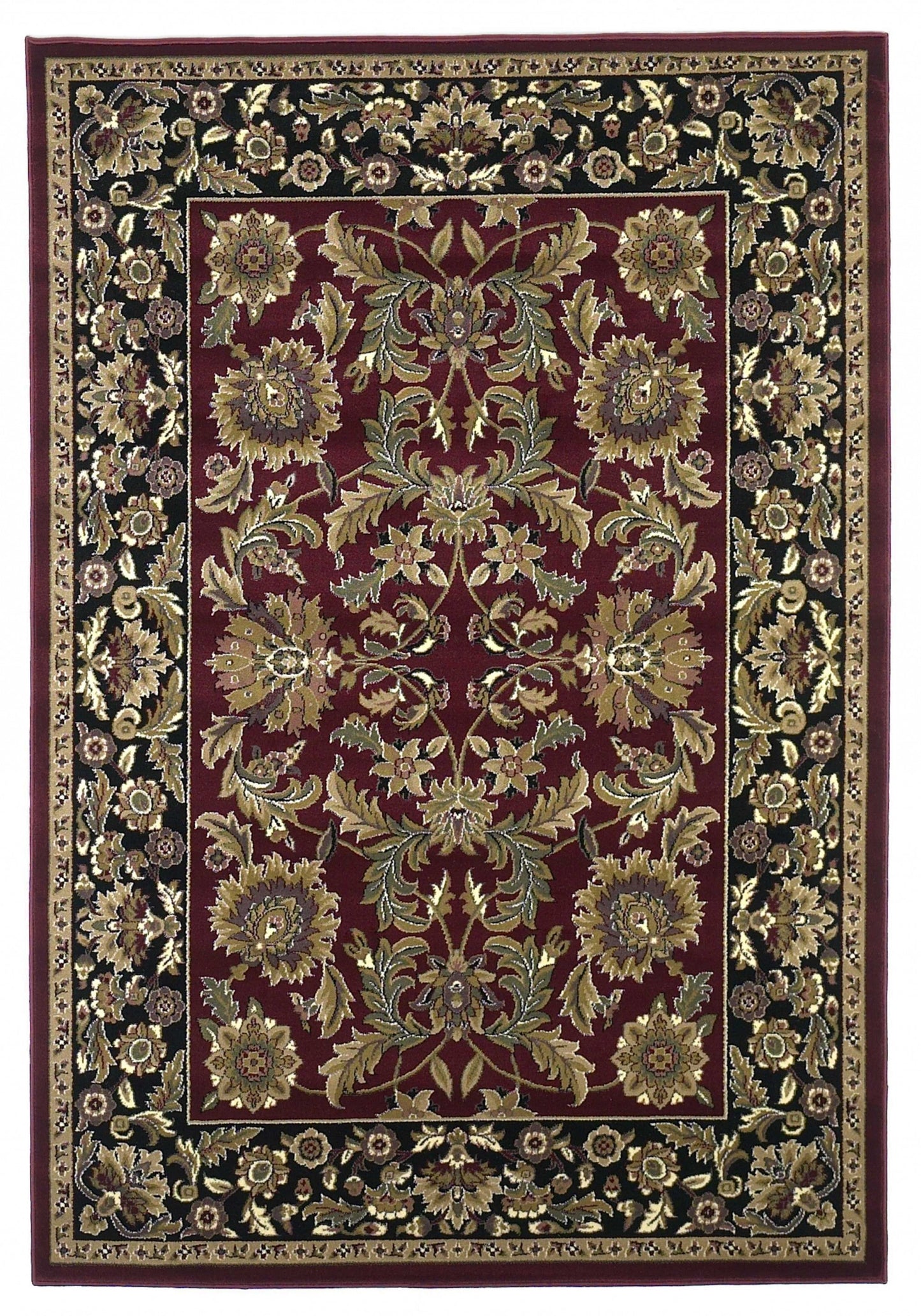 HomeRoots 2' x 8' Red or Black Traditional Bordered Rug
